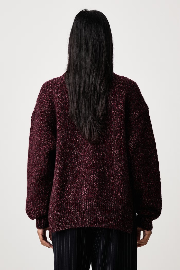 Odzież Lacoste Półgolf z wełną damski AF8257.XQE bordowy