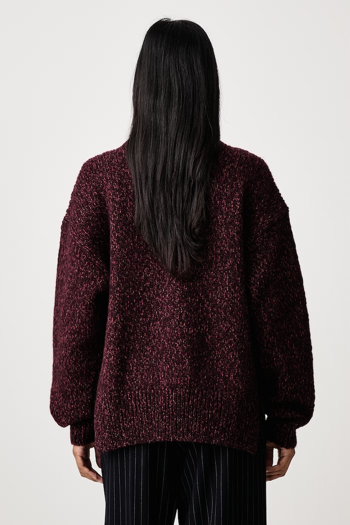 Odzież Lacoste Półgolf z wełną damski AF8257.XQE bordowy