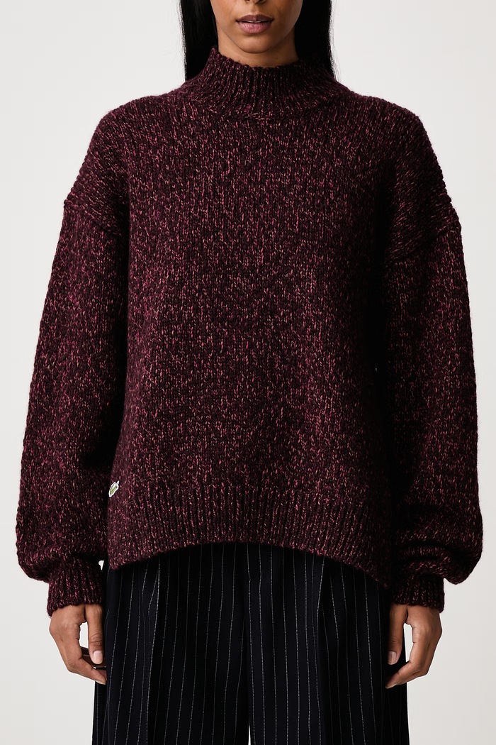 Półgolf z wełną damski Lacoste bordowy AF8257.XQE