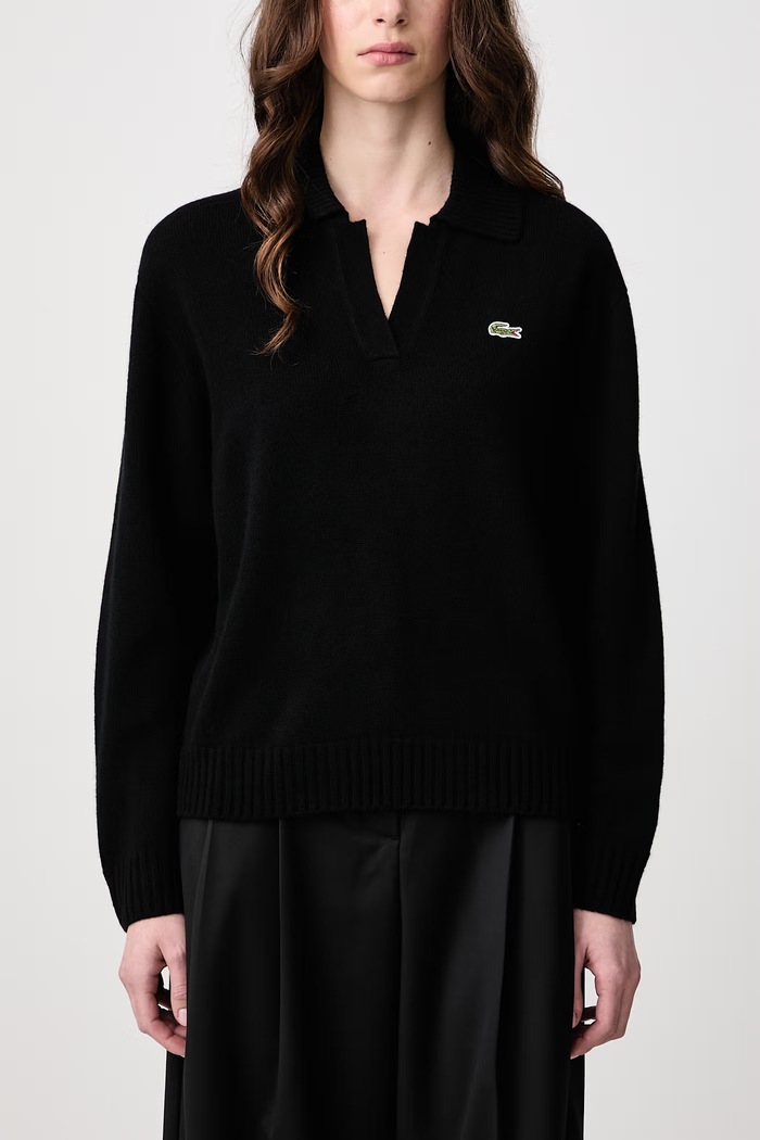 Sweter damski kaszmirowy Lacoste czarny AF2610
