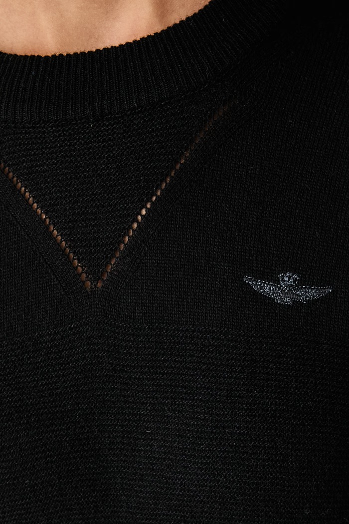 Sweter damski z dodatkiem wełny Aeronautica Militare czarny MA1654DL00946