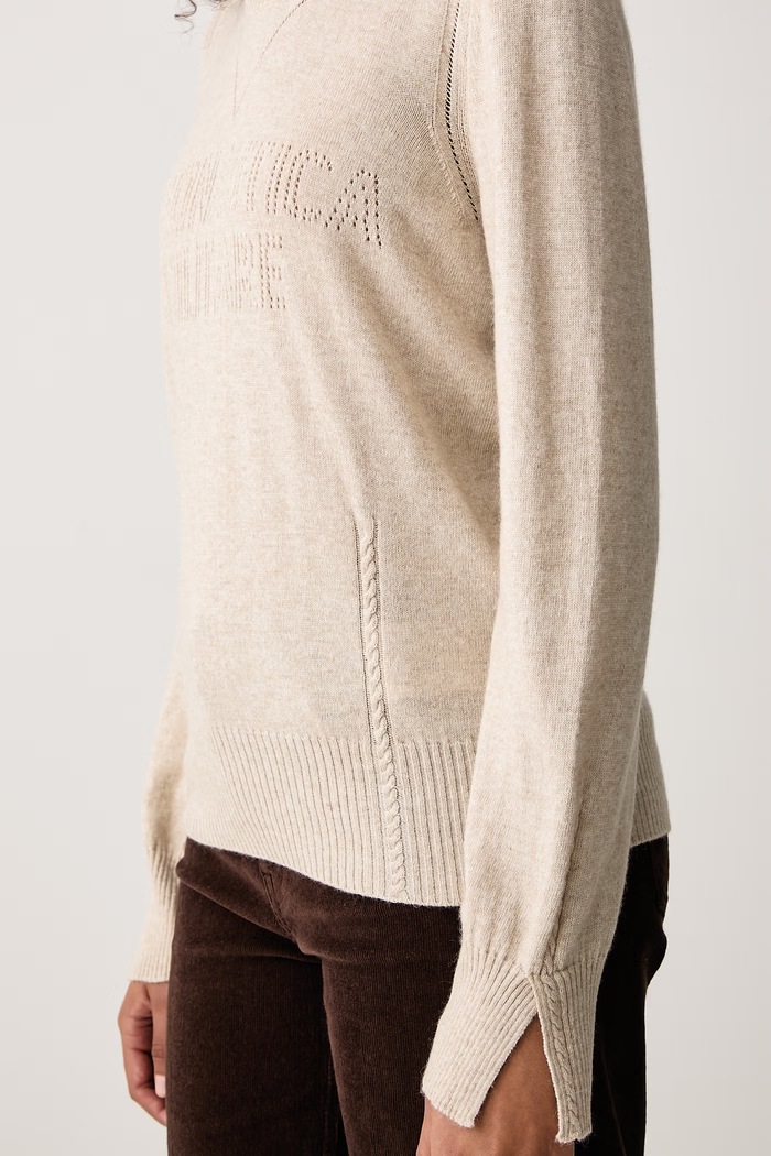 Sweter damski z dodatkiem wełny Aeronautica Militare MA1653DL00946 beżowy