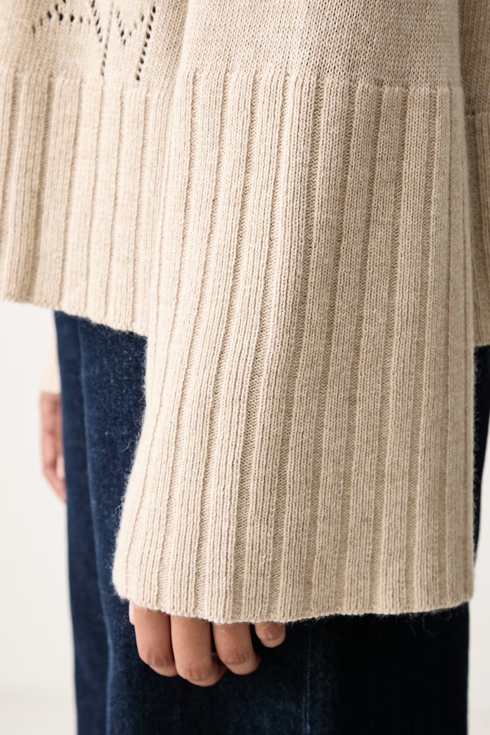 Sweter damski z dodatkiem wełny Aeronautica Militare beżowy MA1649DL00945