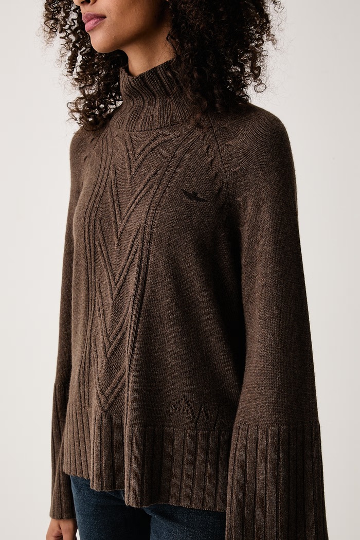 Sweter damski z dodatkiem wełny Aeronautica Militare MA1649DL00945 brązowy