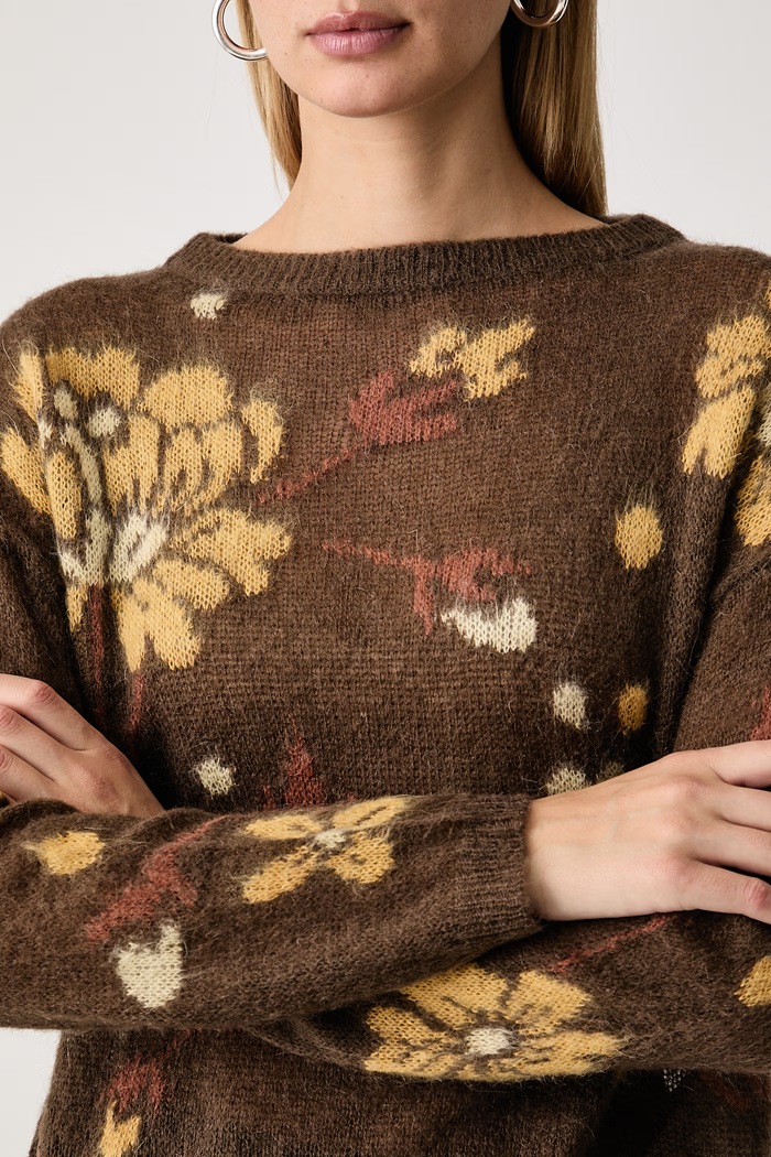 Sweter damski z wełną IBLSOLISTA iBlues 2627366202200 brązowy
