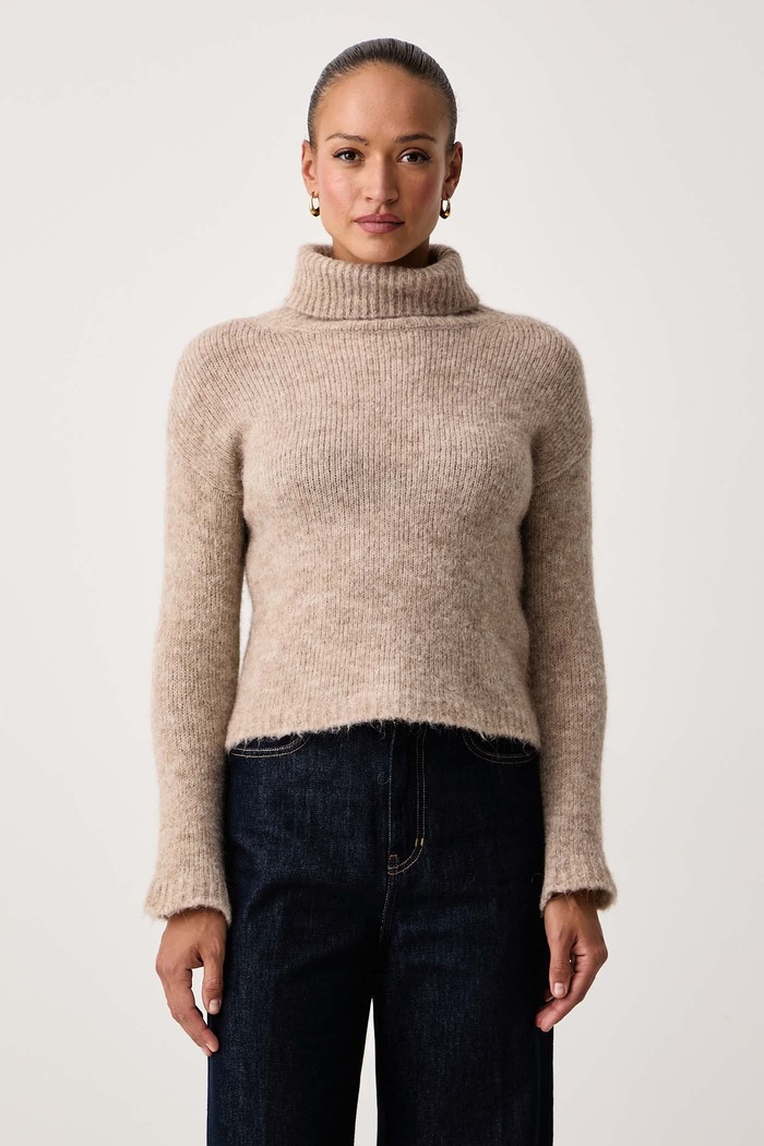 iBlues Sweter damski z wełną IBLNOCINO beżowy 2627366122200