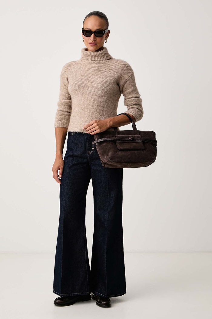iBlues Sweter damski z wełną IBLNOCINO 2627366122200 beżowy AW26
