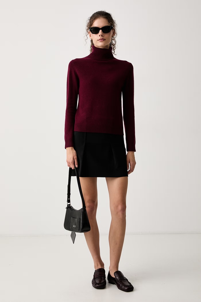 iBlues Dolčevita za žene od vune IBLSTOP 2627366092200 bordo AW26