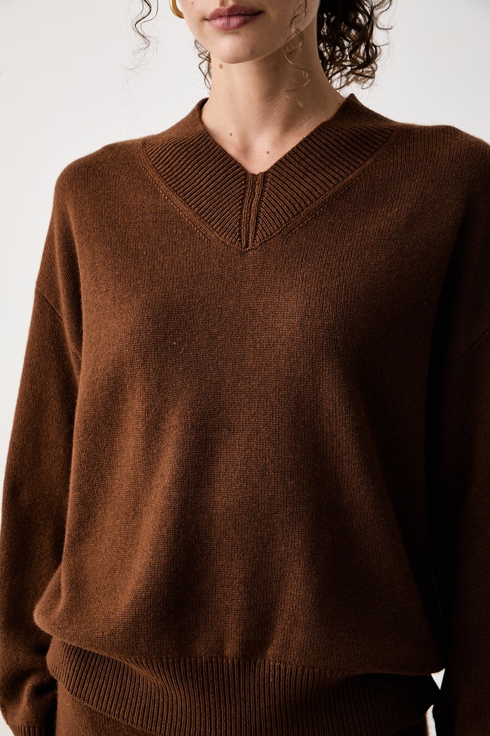 Sweter damski z wełną IBLPARAGGI iBlues 2627366032200 brązowy
