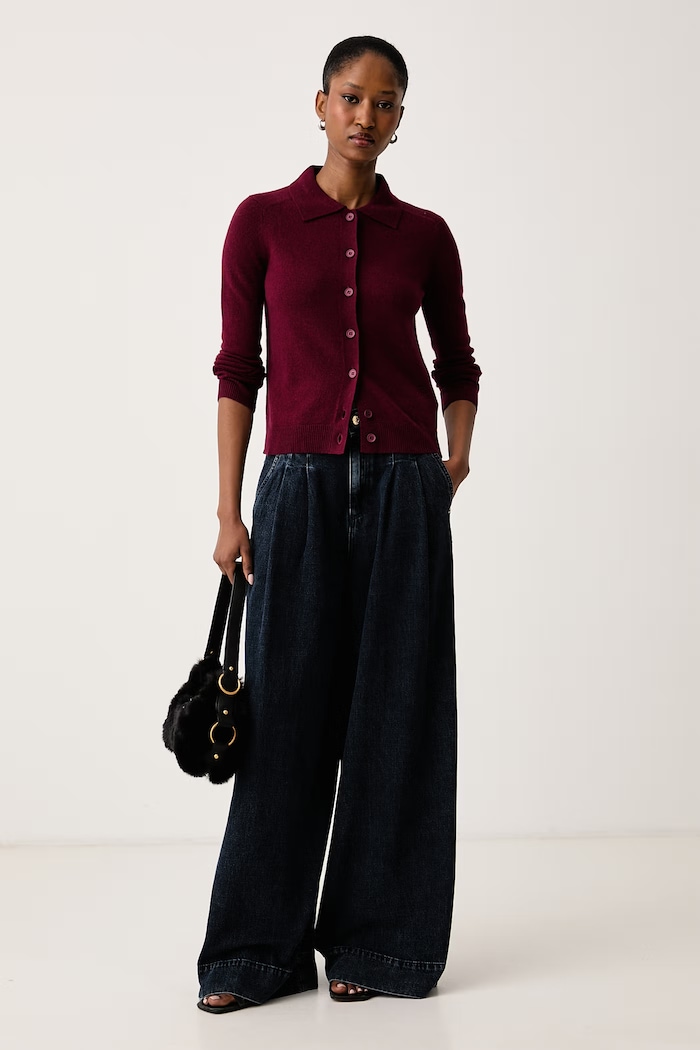 iBlues Kardigán dámsky vlnený IBLPEDONE 2627346042200 burgundské AW26