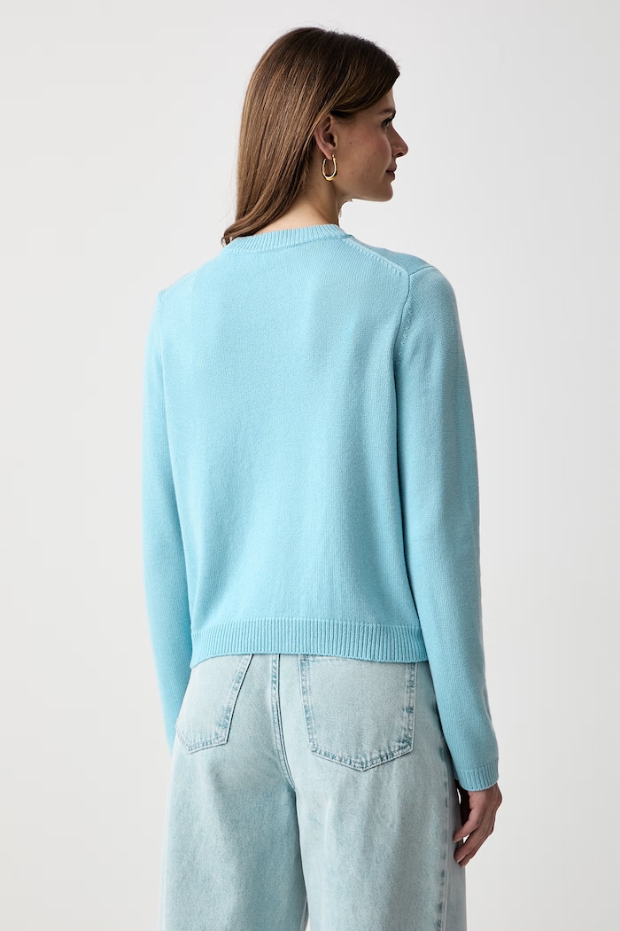 Odzież iBlues sweter damski z wełną IBLAFONA 2627366141200 niebieski