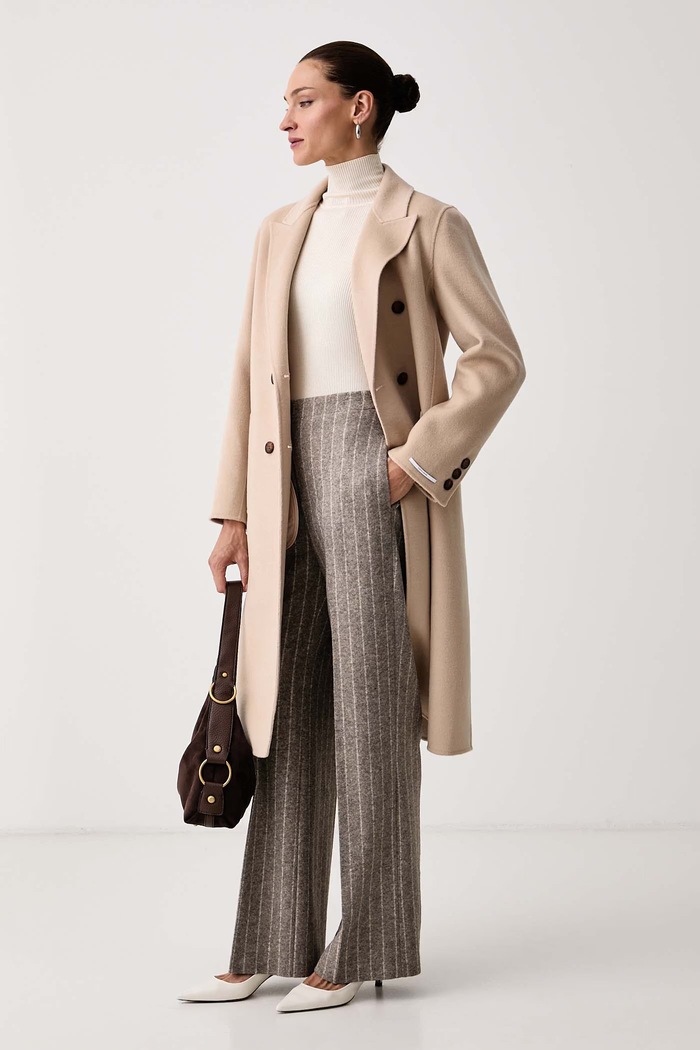 Marella Sweter damski z dodatkiem wełny MLLERESIA 2623366312200 beżowy AW26