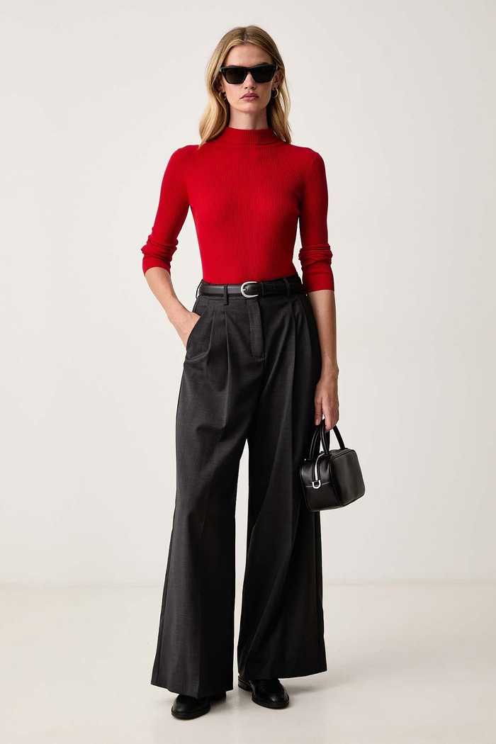 Marella Sweter damski z dodatkiem wełny MLLERESIA 2623366312200 czerwony AW26