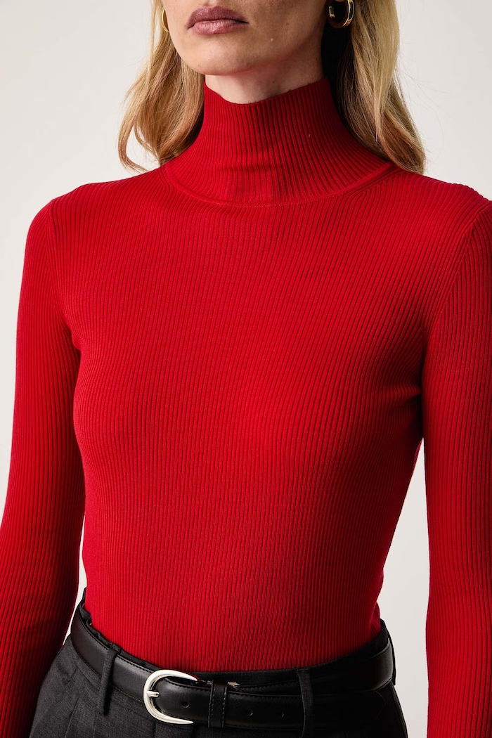 Sweter damski z dodatkiem wełny MLLERESIA Marella czerwony 2623366312200