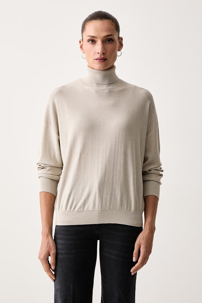 Marella Sweter damski z lyocellem MLLGESTO beżowy 2623366255200