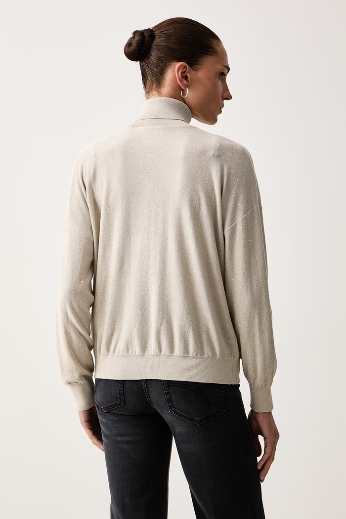 Odzież Marella Sweter damski z lyocellem MLLGESTO 2623366255200 beżowy