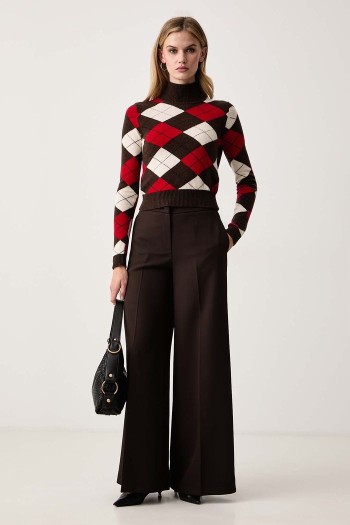 Marella Sweter damski wełniany MLLZUCCA 2623366212200 brązowy AW26