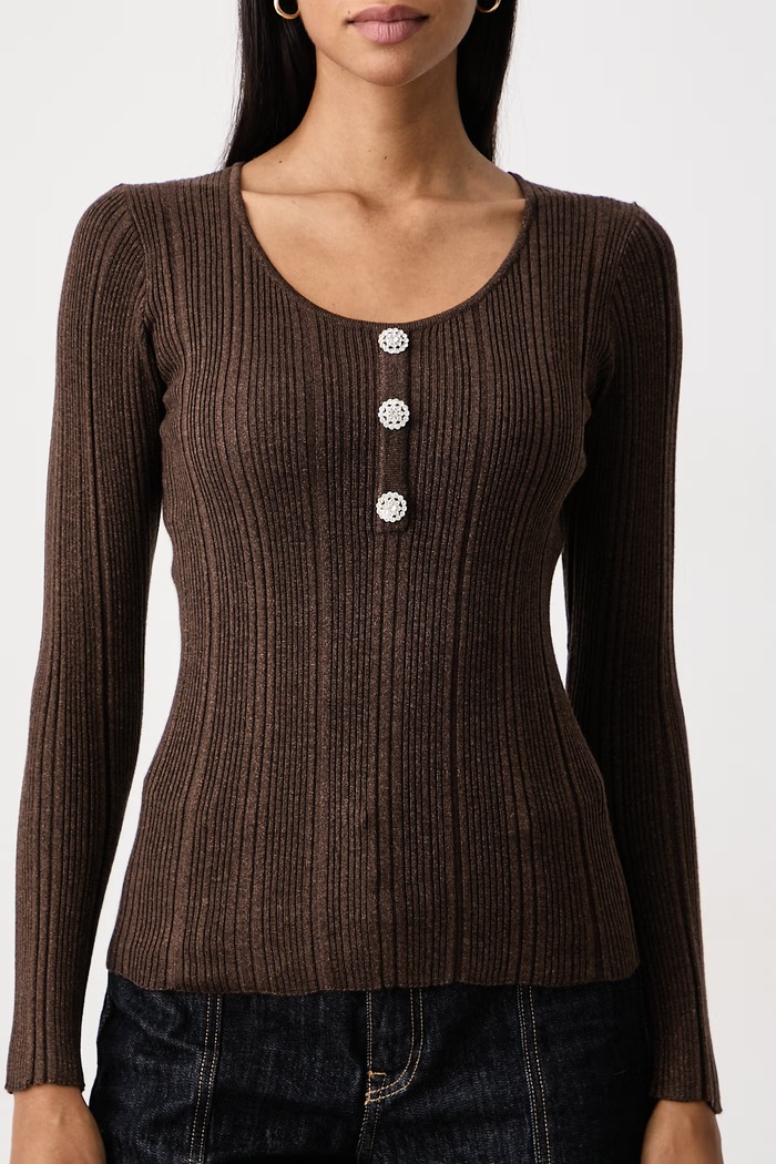 Sweter damski z wiskozą Fracomina FS26WT7021K492Q7 brązowy