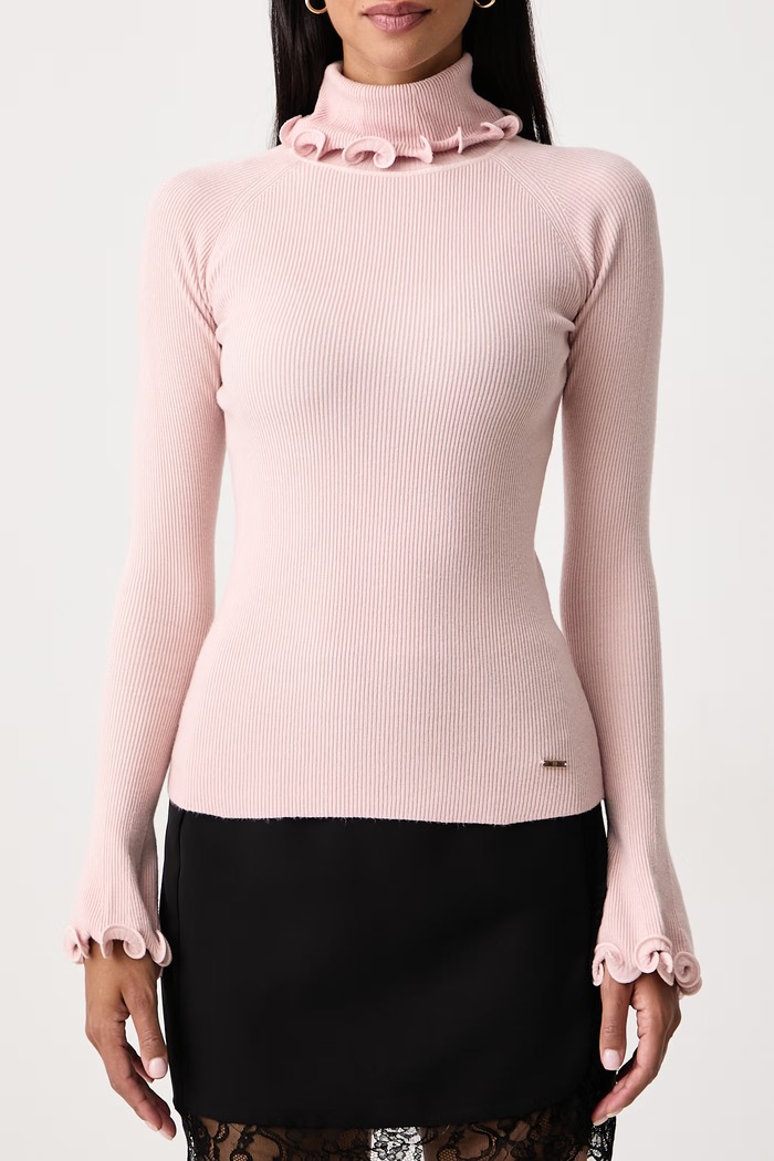 Sweter damski z wiskozą Fracomina FS26WT7032K42001 różowy
