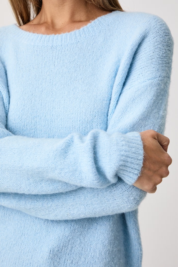 Sweter damski z dodatkiem wełny Fracomina FZ26WT7005K57201 niebieski