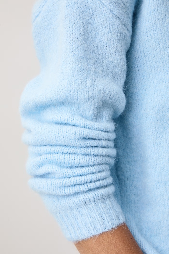 Sweter damski z dodatkiem wełny Fracomina niebieski FZ26WT7005K57201