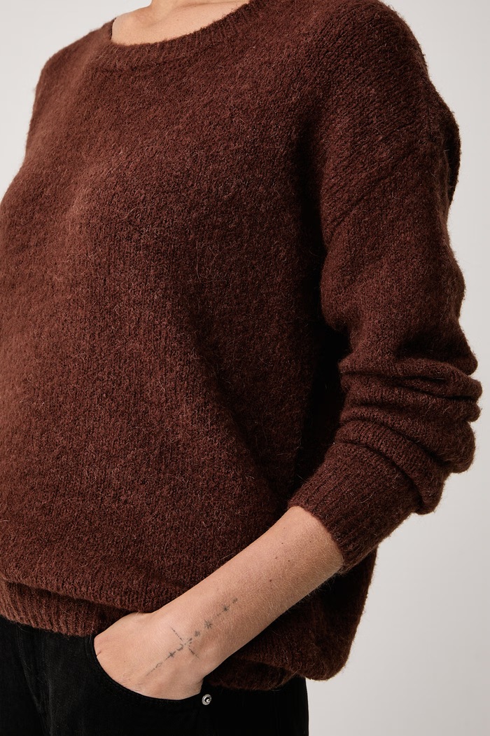 Sweter damski z dodatkiem wełny Fracomina FZ26WT7005K57201 brązowy