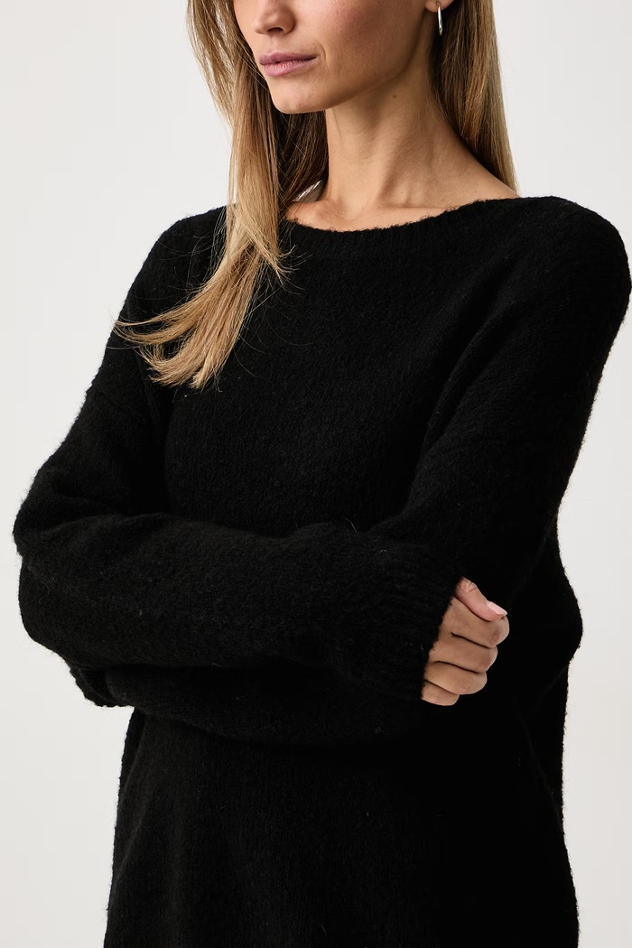 Sweter damski z dodatkiem wełny Fracomina FZ26WT7005K57201 czarny