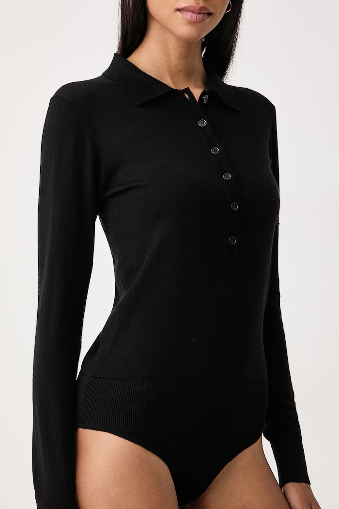 Body damskie z wełny merino Fracomina B126WT5033K56701 czarny