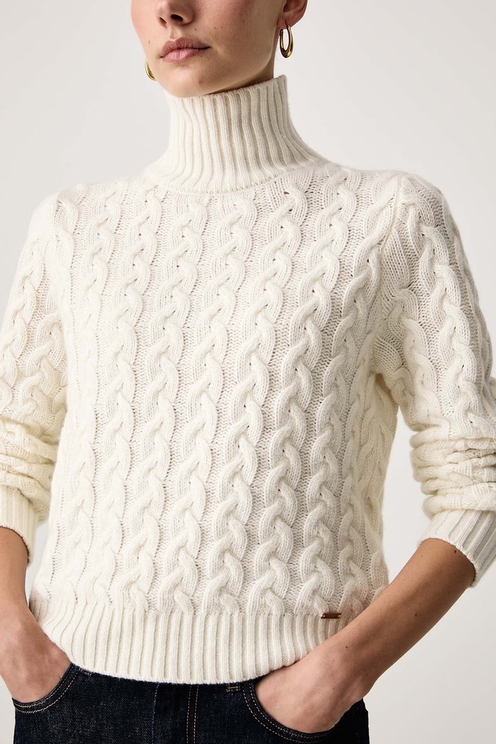 Sweter damski z wełną FAY NMWC1536020ZJE beżowy