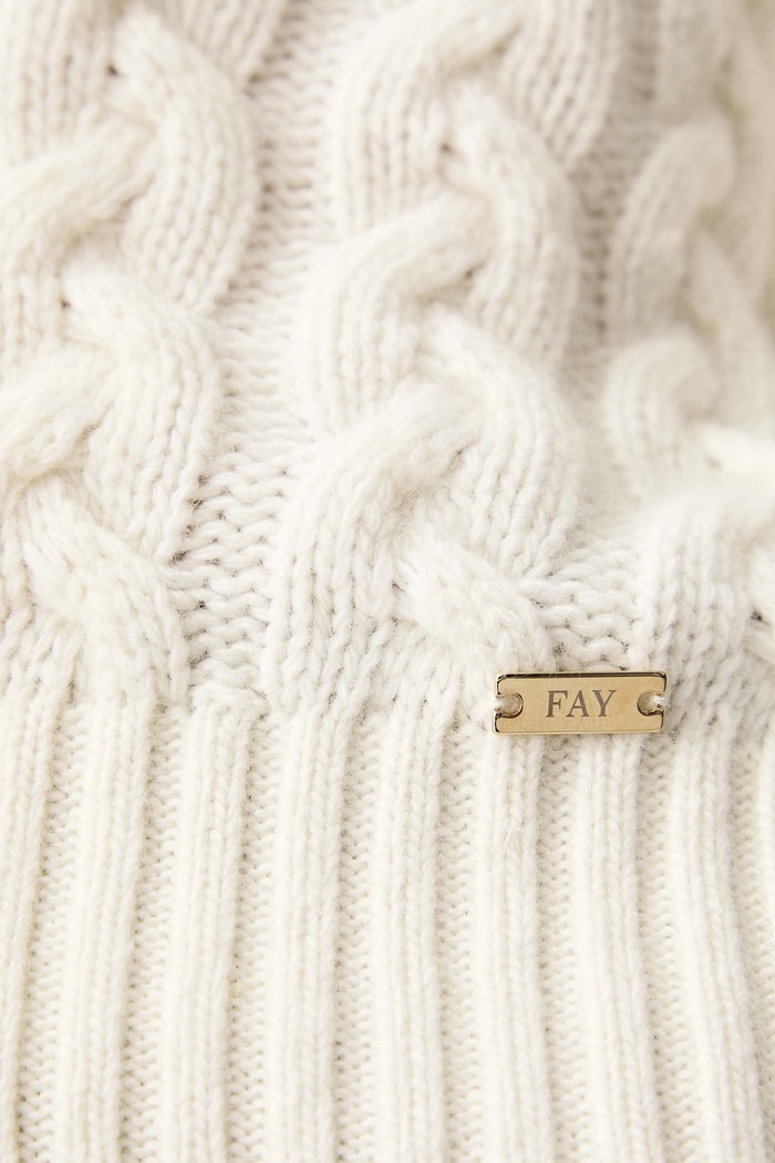 Sweter damski z wełną FAY beżowy NMWC1536020ZJE