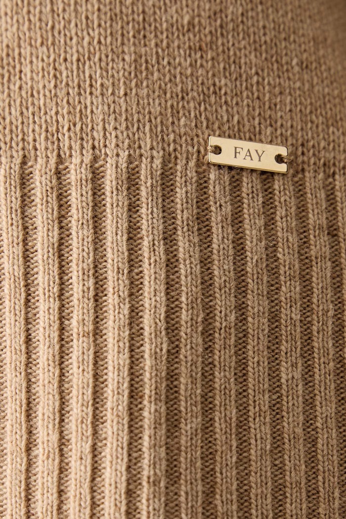 Sweter damski z dodatkiem wełny FAY beżowy NMWC1536010ZJC