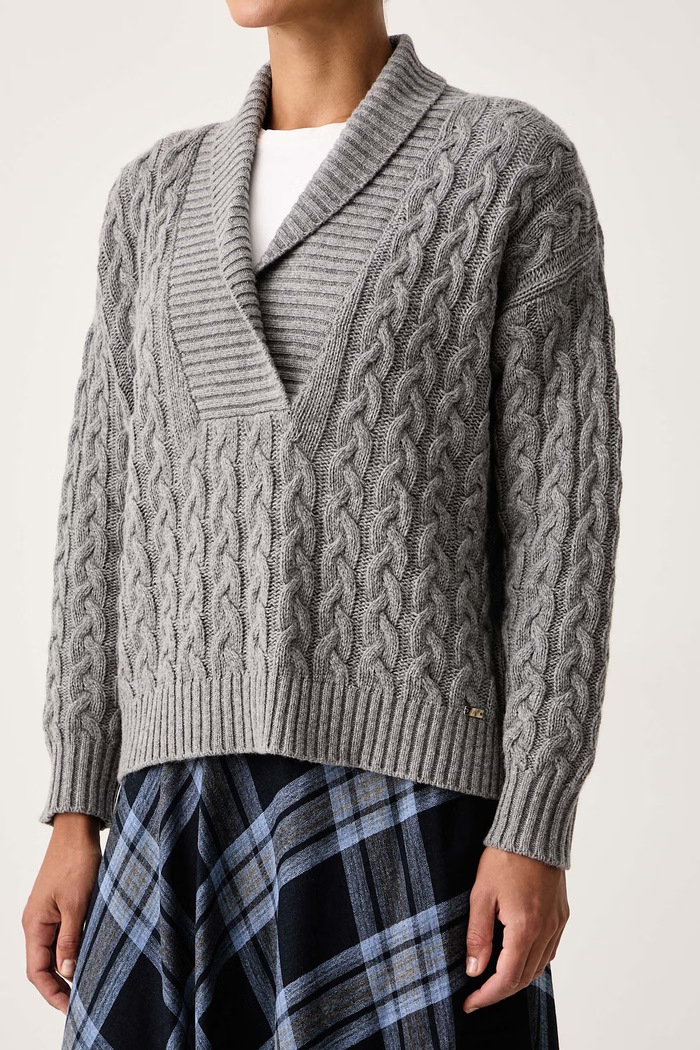 Sweter damski z wełną FAY NMWC1535940ZJE szary