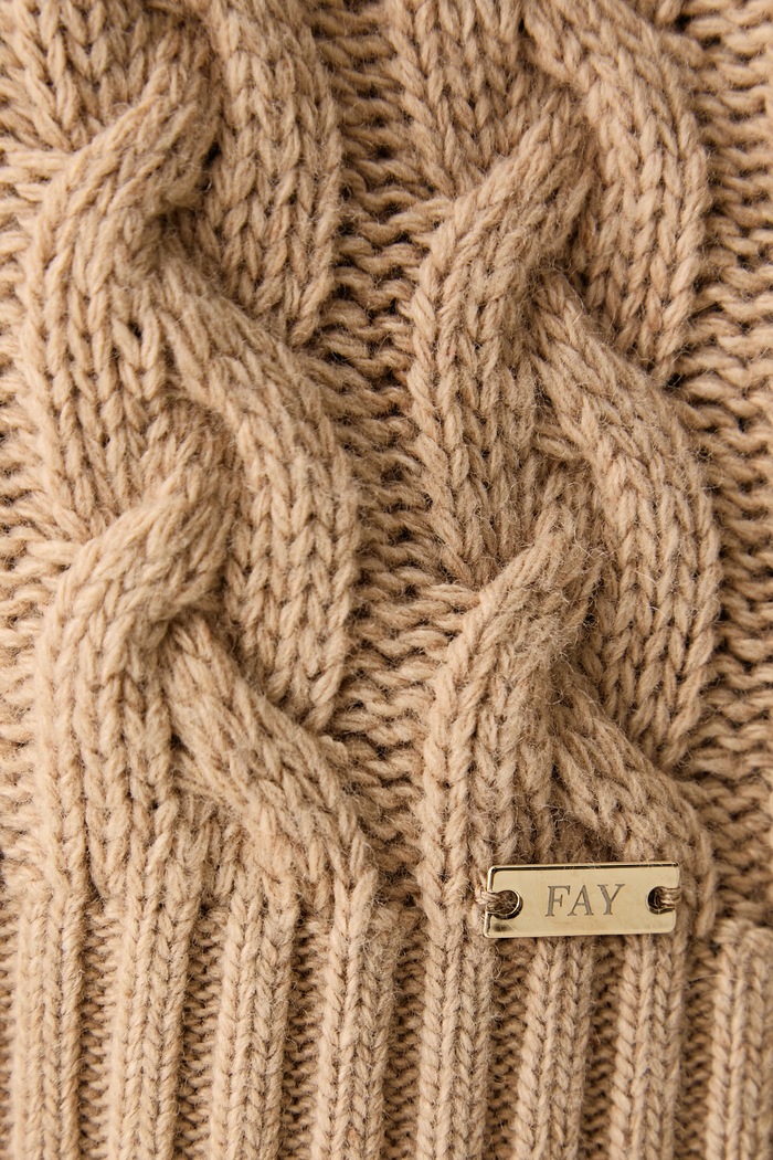 Sweter damski z wełną FAY brązowy NMWC1535940ZJE