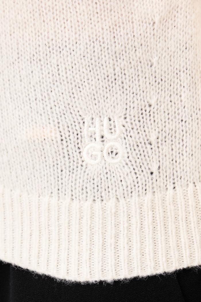 Sweter damski z wełną Surpenio HUGO beżowy 50569396