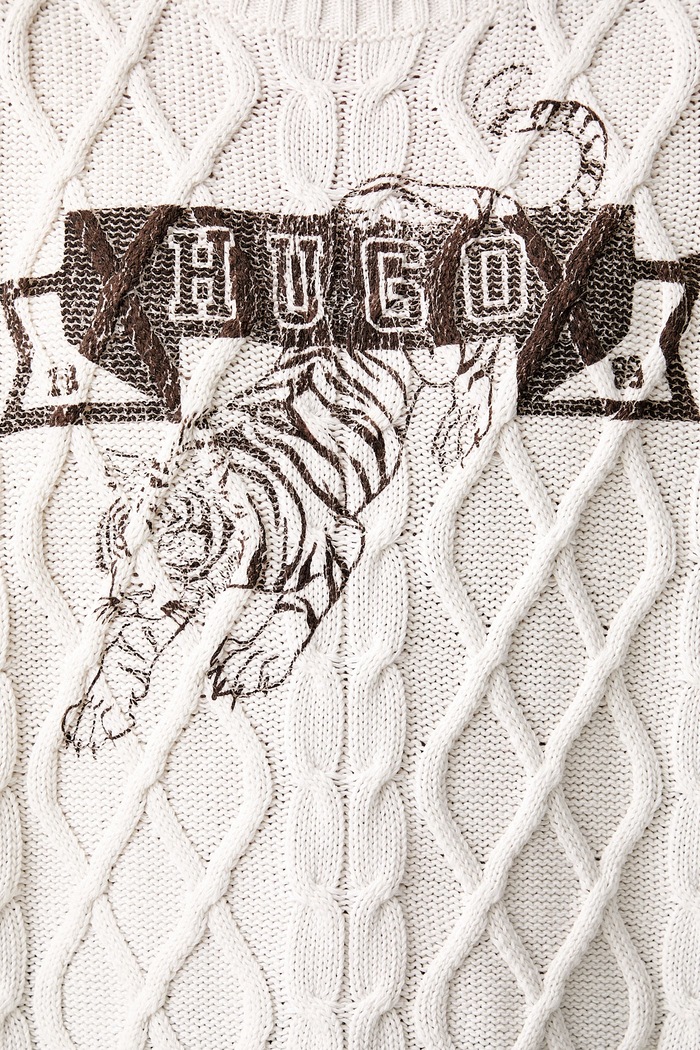 HUGO Blue sweter damski z bawełną Sbraddy_B 50569615 beżowy