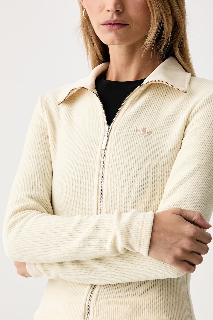 Kardigan za žene Chenille Zip Up adidas Originals LF6578 bež