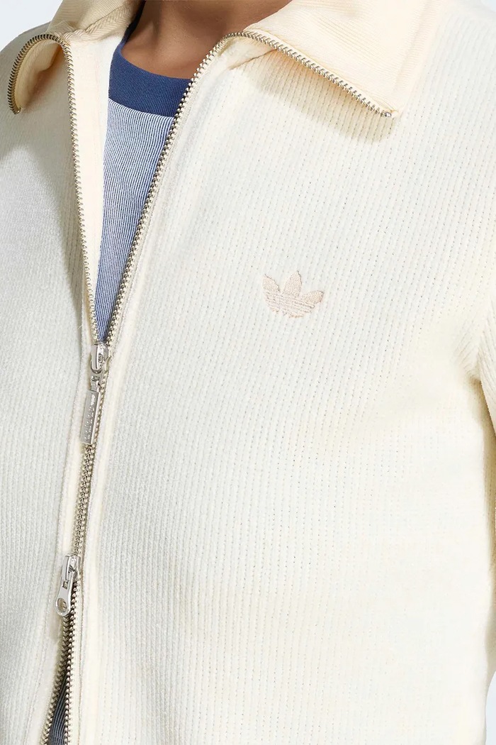 Kardigan damski Chenille Zip Up adidas Originals beżowy LF6578