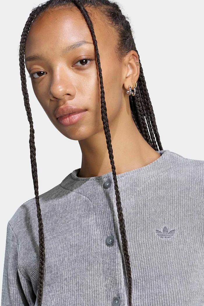 Kardigan damski Chenille adidas Originals LF6545 szary