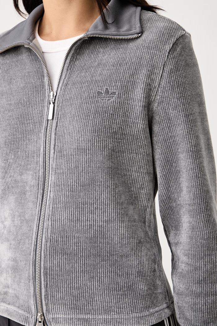 Kardigan damski Chenille Zip Up adidas Originals LF6541 szary