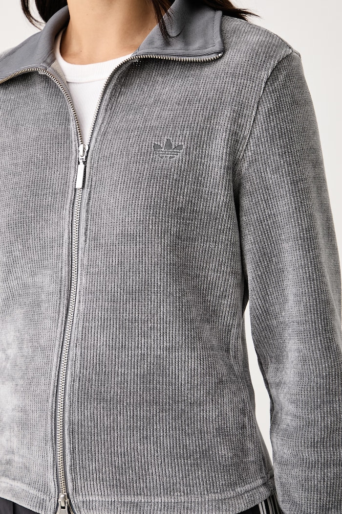 Kardigan damski Chenille Zip Up adidas Originals LF6541 szary