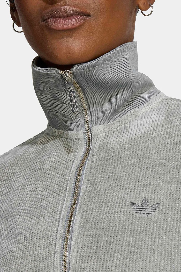 Kardigan damski Chenille Zip Up adidas Originals LF6541 szary