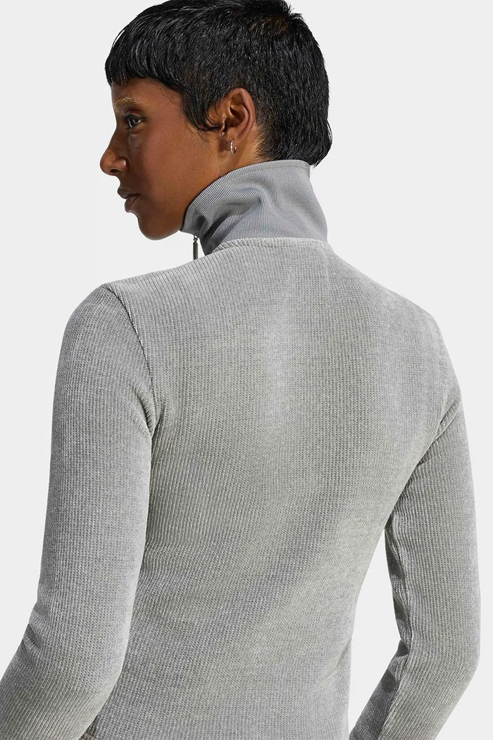 Kardigan damski Chenille Zip Up adidas Originals szary LF6541