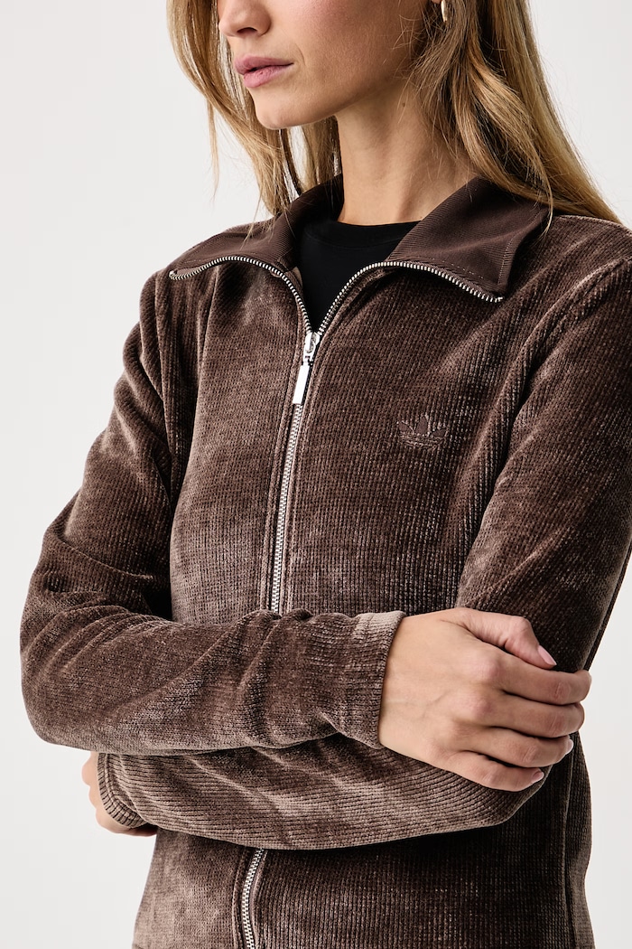 Vesta za žene Chenille Zip Up adidas Originals LF6540 smeđa