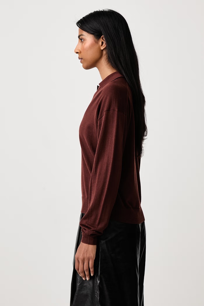 Sweter damski z wełny merino FLEMING Soeur PUL0279FLEMING brązowy