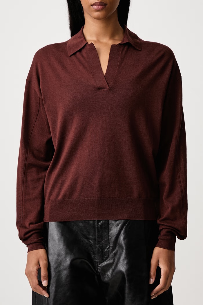 Sweter damski z wełny merino FLEMING Soeur brązowy PUL0279FLEMING