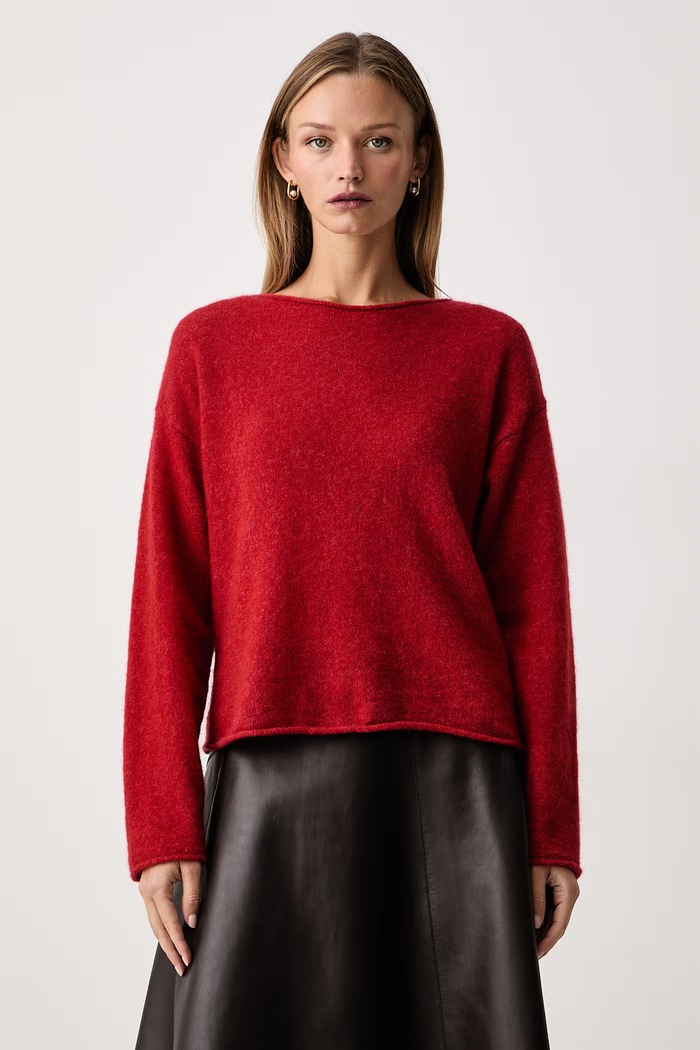 BOSS Orange Sweter damski z wełną C_Follettino czerwony 50578465
