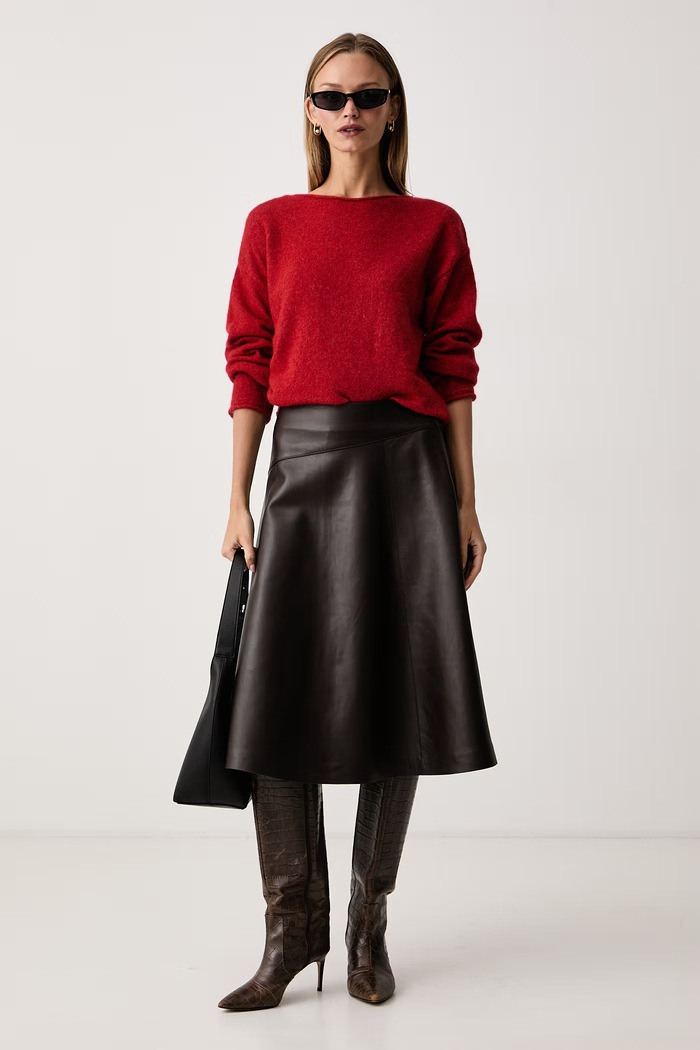 BOSS Orange Sweter damski z wełną C_Follettino 50578465 czerwony AW26