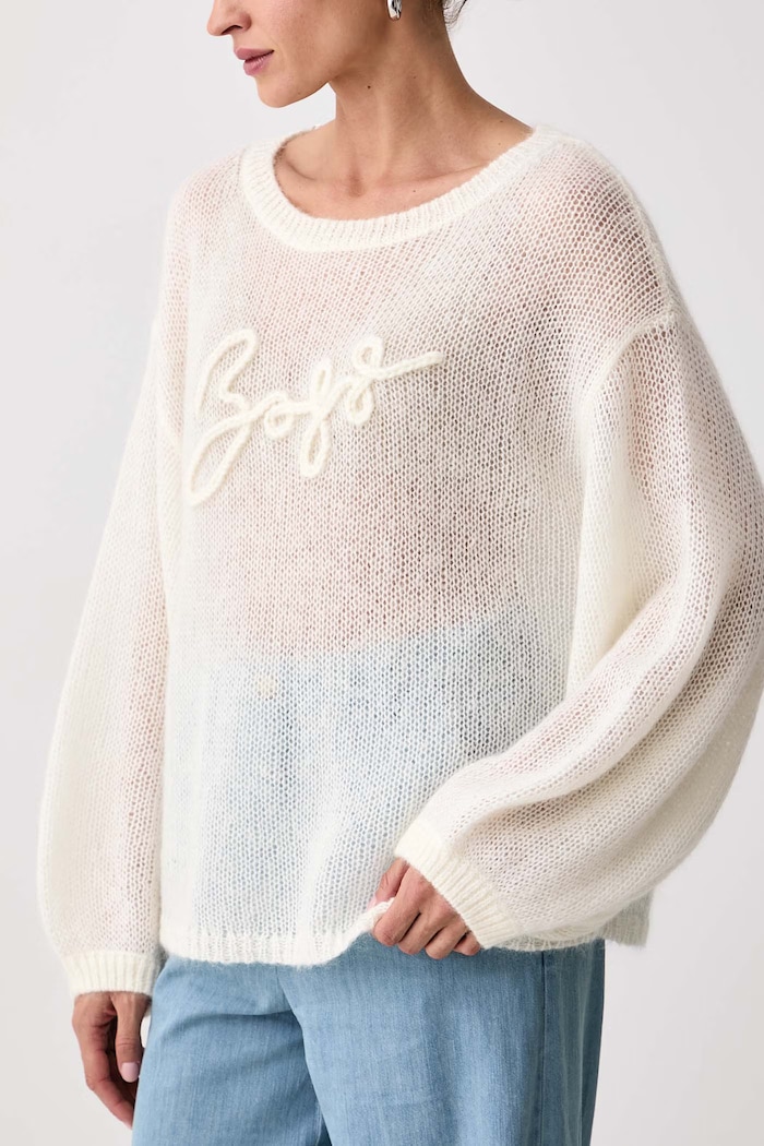 Sweter damski z wełną C_Farazena BOSS Orange 50570093 beżowy