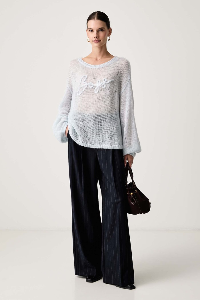 BOSS Orange Sweter damski z wełną C_Farazena 50570093 niebieski AW26