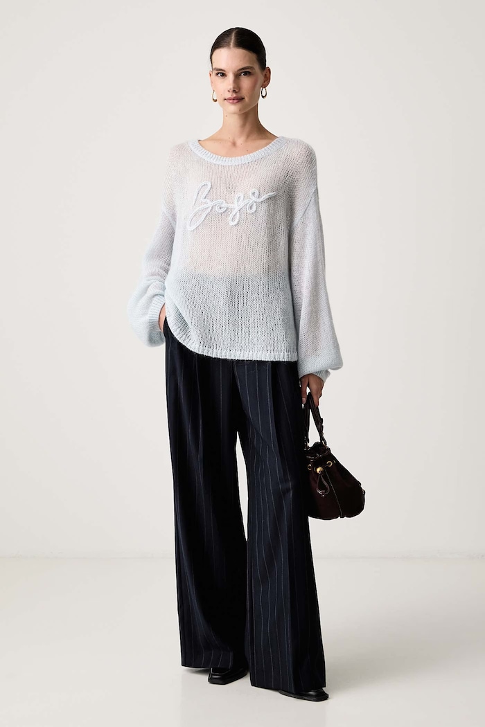 BOSS Orange Sweter damski z wełną C_Farazena 50570093 niebieski AW26